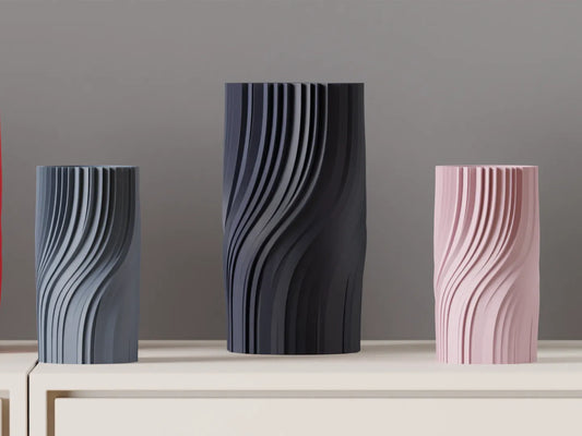 fluxo Vase 3er Set – Gedrehte Designvasen für moderne Räume