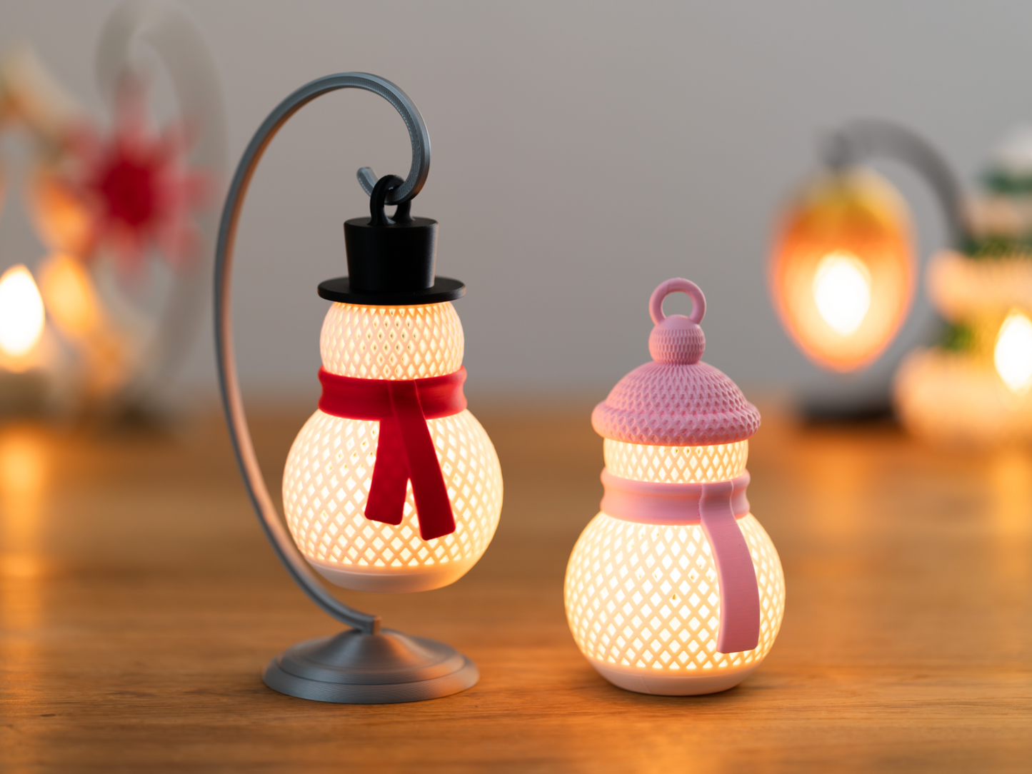 Schneemann Tischlampen Duo – Winterliches 3D-Licht-Set für doppelte Freude