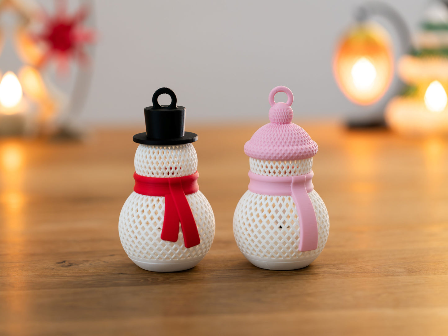 Schneemann Tischlampen Duo – Winterliches 3D-Licht-Set für doppelte Freude