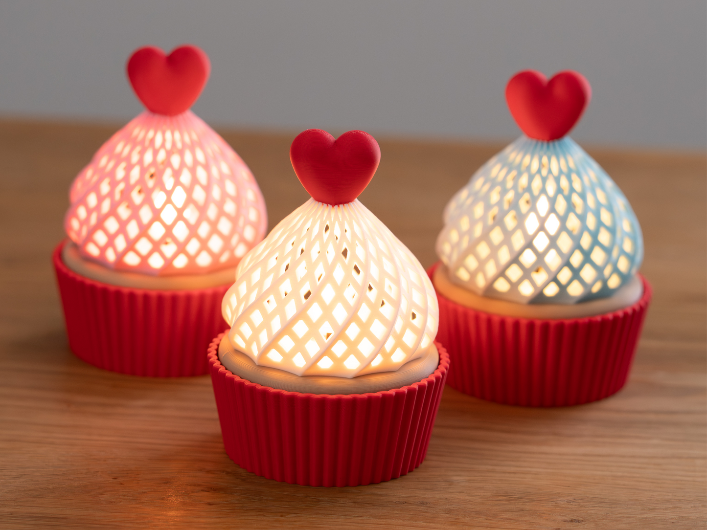 Herz-Cupcake-LED-Teelicht-Set – Romantische Muffins mit Herzlicht“